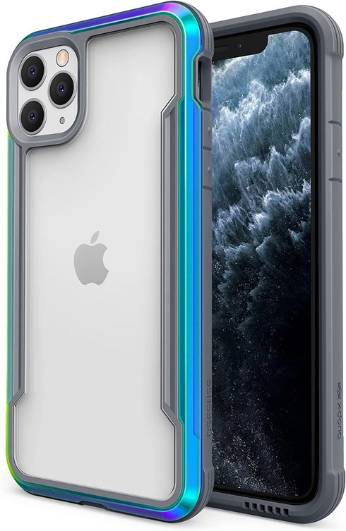 Raptic Shield for iPhone 11 Pro Max Case, Shockproof Protective Clear Case, Military 10ft Drop Tested, Durable Aluminum Frame, Anti-Yellowing Technology Case for iPhone 11 Pro Max, Iridescent
