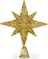 8 Inch Bethlehem Glitter Gold Star Christmas Tree Topper | Christmas Tree Toppers | Christmas Star Tree Topper | Rustic Tree Toppers Christmas Decorations | Christmas Tree Topper Star For 3-6 ft Trees