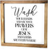 Wash Your Hands And Say Your Prayers Sign 12x12 Inch, Funny Wall Bathroom Signs With Quotes, Jesus And Germs Sign, Cute Bathroom Signs Decor Farmhouse, Rustic Wash Your Hands Sign Bathroom Decor