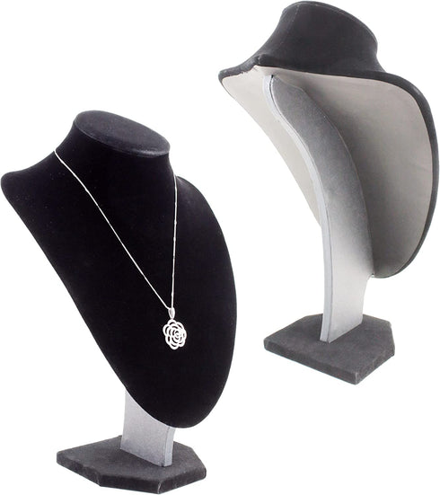 Tytroy Elegant 12" 3D Black Velvet Necklace Jewelry Display Model Bust Stand for Home (Dresser/Shelves) & Business (Showroom/Fair) Storage Decoration & Presentation (12in 1PC)
