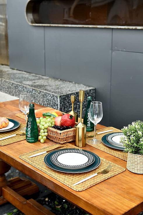NIWRVMKA Table Woven Placemats Set of 4,Place Mats Indoor ,Table Mats,Table mat,Placemats for Dining Table,Place Mat,Woven Placemat,Heat Resistant Washable Rustic Outdoor Yellow Placemats