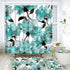 TAMOC 4 Pcs Watercolor Flower Shower Curtain Set with Non-Slip Rug, Toilet Lid Cover and Bath Mat, Blue Rose Shower Curtain with 12 Hooks, Waterproof Colorful Floral Bathroom Shower Curtain