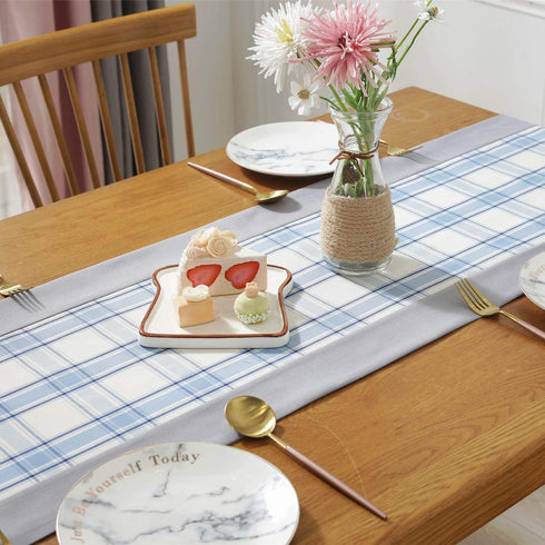 PHNAM Buffalo Check Rustic Dining Table Runner with Handmade Fringe Cotton Linen Blend Coffee Tabletop Collections for Family Dinners, Special Occasions, Farmhouse Decorations and Everyday Use