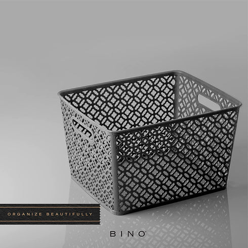 BINO Woven Plastic Storage Basket, X-Large (Grey)