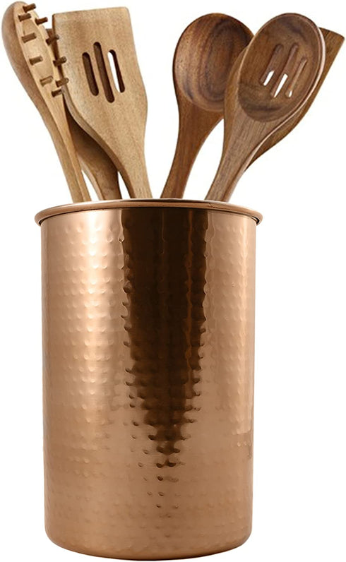 Copper Coated Kitchen Utensil Holder / 7-Inch Tool Caddy, Store All Your Wooden Spoons, Spatulas, & More