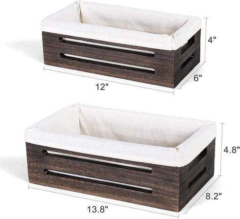 Dahey Toilet Tank Paper Basket Bathroom Organizer Countertop Container Cabinet Decorative Closet Wooden Storage Bin Decor Box with Handles and Washable Liner for Bedroom Livingroom Laundry, 2 Pack