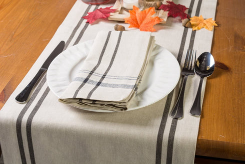 DII Kitchen Essentials Everyday French Stripe Tabletop Collection, Napkin Set, 20x20, Taupe/Black, 6 Piece