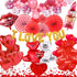 NAIWOXI Valentines Party Supplies - Valentines Day Decorations Set, Red Silk Rose Petals, Paper Fans, Heart Shaped, I Love You and Teddy Bear Balloons, Garland Balloons Kit For Valentines Day Party