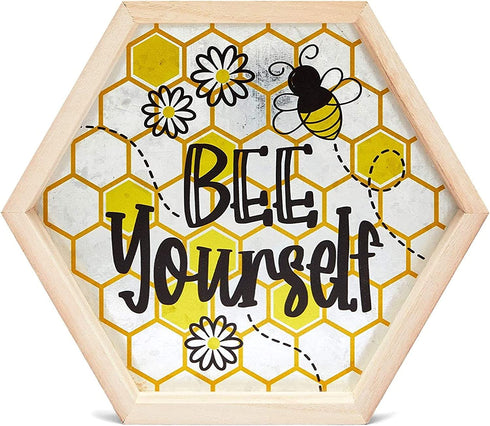 Farmlyn Creek Honey Bee Wall Decor, Bee Happy, Bee Kind, Bee Yourself (9.7 in, 3 Pack)