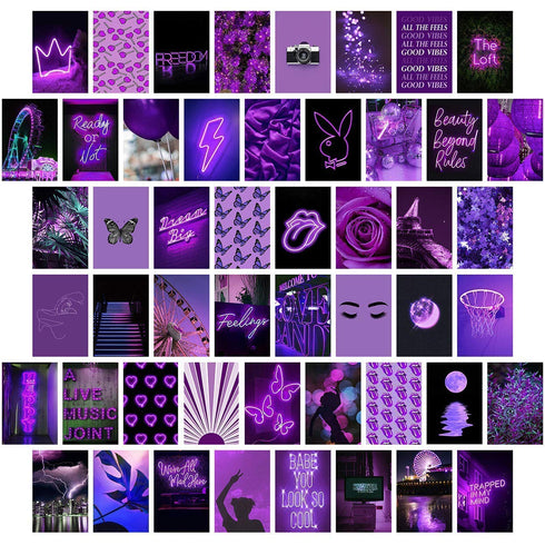 Purple Wall Collage Kit Aesthetic Pictures, Bedroom Decor for Teen Girls, Wall Collage Kit, Collage Kit for Wall Aesthetic, VSCO Girls Bedroom Decor, Aesthetic Posters, Collage Kit