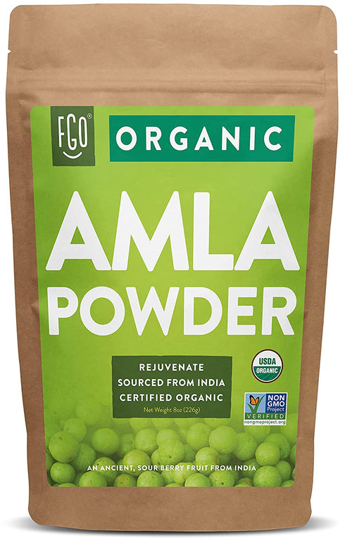 Organic Amla Powder (Amalaki) | 8oz Resealable Kraft Bag | 100% Raw from India | by FGO