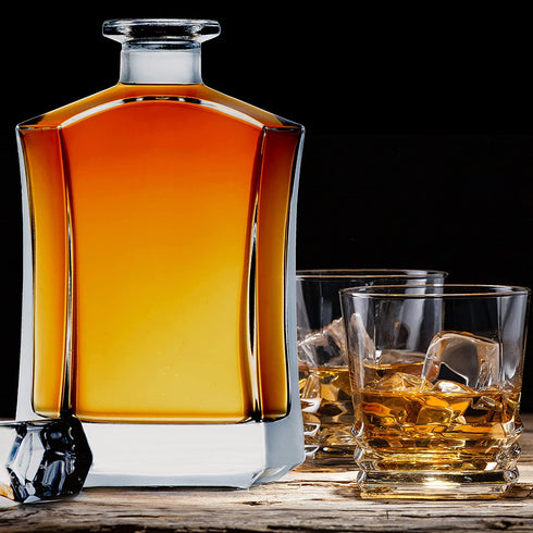 Whiskey Decanter With Glass Stopper - Capitol Liquor Decanter - Airtight Stopper for Wine, Bourbon, Brandy, Juice, Water - Decanter Sets For Men Christmas Gifts for Dad Boyfriend Husband Him - 24 oz