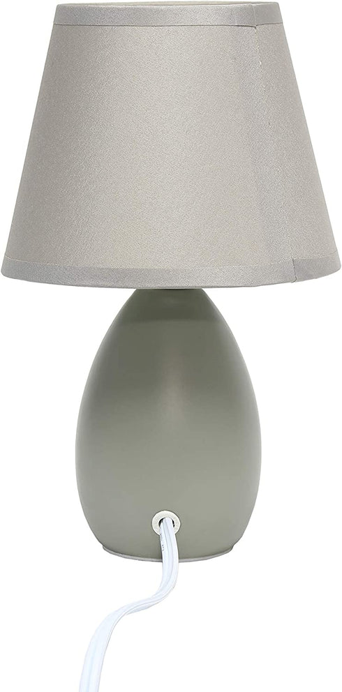 Simple Designs LT2009-GRY Mini Egg Oval Ceramic Table Lamp, Gray