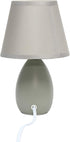 Simple Designs LT2009-GRY Mini Egg Oval Ceramic Table Lamp, Gray