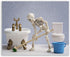 Skeleton Bathroom Prints - Funny Hipster Skull and Bones Wall Art Decor - Set of 4 (8 x 10) Photos