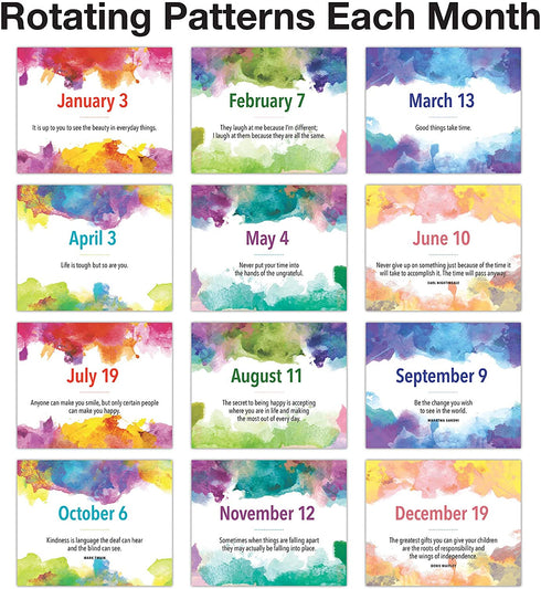 Motivational & Inspirational Perpetual Daily Flip Calendar with Self-Standing Easel (Watercolors)
