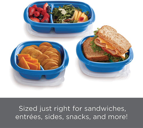 Rubbermaid TakeAlongs On The Go Food Storage and Meal Prep Containers, Set of 25 (50 Pieces Total), Marine Blue