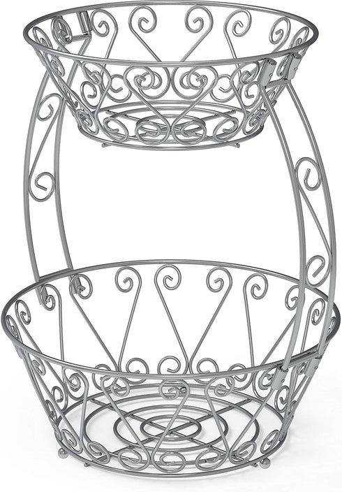 Simple Houseware 2-Tier Countertop Fruit Basket Bowl Storage, Chrome