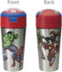Zak Designs Comics Durable Stainless Steel Straw Bottle with Push-Button Flip Lid Vacuum Insulation Keeps Drinks Cold, BPA-Free, (1PC, 12oz), Marvel Universe