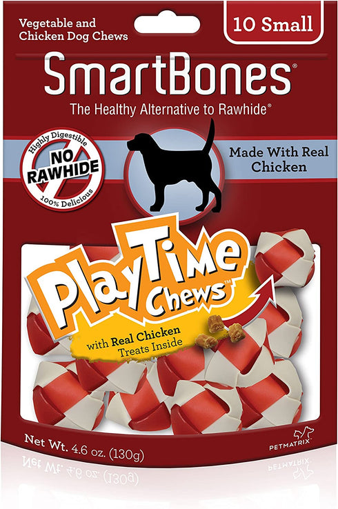 Smart Bones 923044 Play Time Chicken Dog Chew, Small, 10 pieces/pack