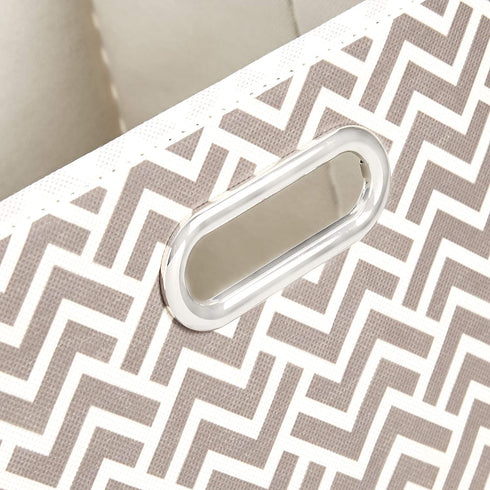 Amazon Basics Collapsible Fabric Storage Cubes with Oval Grommets - 6-Pack, Chevron - Taupe
