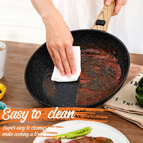DRICKATE Nonstick Frying Pan, 11Inch Skillet Egg Omelet Pan with Detachable Handle, Induction Compatible With Nonstick Marble Coating, 100% APEO&PFOA-Free