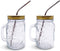 Home Suave Mason Jar Mugs with Handle, Regular Mouth, Colorful Lids with 2 Reusable Stainless Steel Straw, Set of 2 (Gold), Kitchen Glass 16 oz Jars,Refreshing Ice Cold Drink & Dishwasher Safe