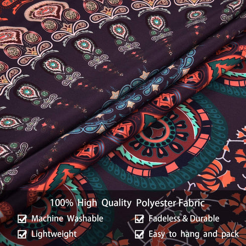 Bohemian Mandala Tapestry Hippie Tapestries Psychedelic Peacock Boho Tapestry Wall Hanging for Bedroom(59.1 x 78.8 inches)