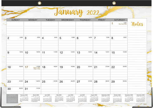2022 Desk Calendar - Desk Calendar 2022, Monthly Calendar 2022, 17" x 12" Calendar 2022 January 2022 - December 2022, 2022 Calendar Desk with Large Ruled Blocks, Colorful Marble