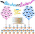 50 Pieces Staches or Lashes Set Include Gender Reveal Banner Cake and Cupcake Topper Balloons for Boy or Girl Baby Shower Birthday Party Decorations Kits (Blue and Pink)