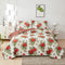 Flower Quilt Set Full/Queen Size ,3 Pcs Poinsettia Floral Quilts Lightweight Reversible Red Christmas Flower Bedspread Coverlet New Year Holiday Bedding with Pillow Shams