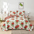 Flower Quilt Set Full/Queen Size ,3 Pcs Poinsettia Floral Quilts Lightweight Reversible Red Christmas Flower Bedspread Coverlet New Year Holiday Bedding with Pillow Shams