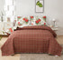 Flower Quilt Set Full/Queen Size ,3 Pcs Poinsettia Floral Quilts Lightweight Reversible Red Christmas Flower Bedspread Coverlet New Year Holiday Bedding with Pillow Shams