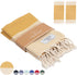 COCOTTON Boho Striped Turkish Hand Towels Set of 2 | 100% Cotton, 16 x 40 Inches | Decorative Bathroom Hair Face Gym Yoga Dishcloth Tea Kitchen Light Weight Quick Dry Farmhouse Towel (Mustard)