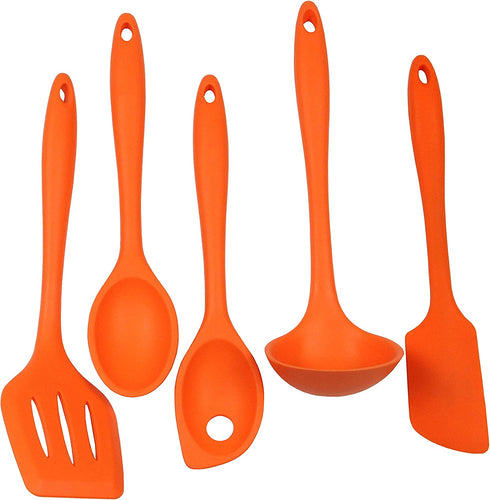 Chef Craft Premium Silicone Kitchen Tool and Utensil Set, 5 Piece, Orange
