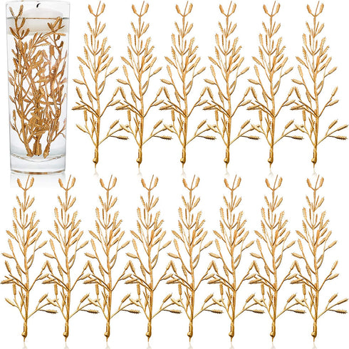 50 Pieces Faux Flowers for Floating Candles Floating Flowers Vase Fillers Vases for Centerpieces Mini Flower Filler Filling in Cylinder for Vases Filler Wedding Centerpiece Party Decor (Gold)