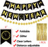 Funnlot 109 PCS Happy New Year Decorations 2022 New Years Eve Decorations Happy New Year Banner New Years Decorations 2022 Black and Gold New Years Party Decor