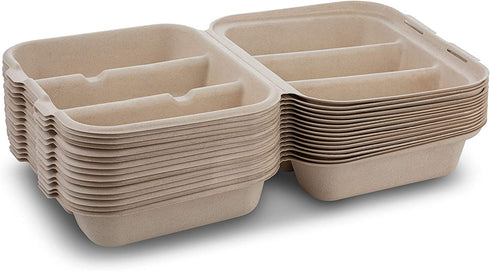 Pulp Fiber Tri Compartmental Taco Holder Disposable Size 8? x 7? x 3" Keeps Taco Upright By MT Products (15 Pieces)