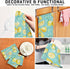 Lemon Dish Towel Cloth Turquoise Kitchen Hand Towels 18x28 IN Super Absorbent Lint Free Cleaning Cloths Tea Bar Soft Towel Set of 4