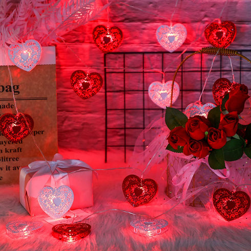 16 Feet/ 5 Meters 20 LED Heart String Light, Valentine's Day String Light Battery Operated Decoration Fairy String Light Warm Red Light Decor for Garden Party Wedding Christmas Party (Red, White)