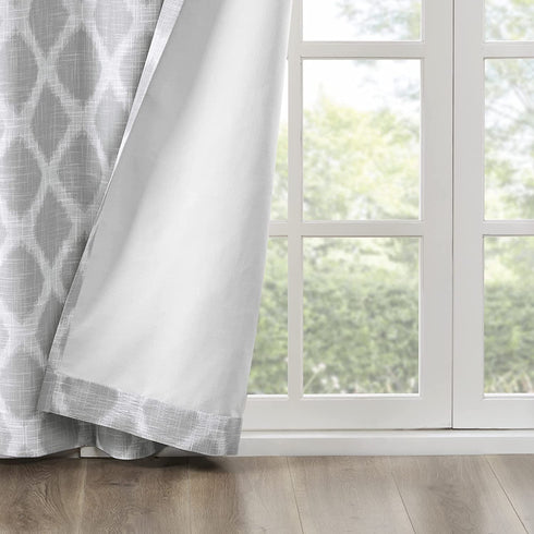 SUNSMART Blakesly Blackout Curtains Patio Window, Ikat Print, Grommet Top Living Room Decor, Thermal Insulated Light Blocking Drape for Bedroom and Apartments, 50" x 63", Grey