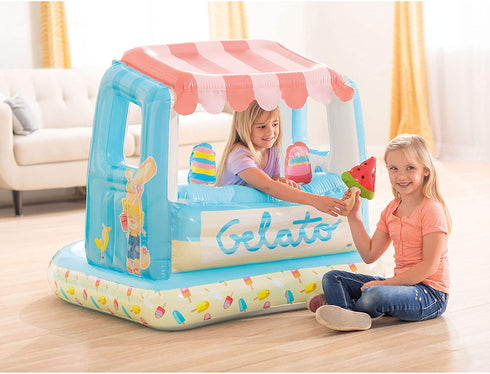 Intex Ice Cream Stand Inflatable Playhouse and Pool, for Ages 2-6, Multi, Model Number: 48672EP