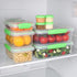 Sistema | 6 Plastic Lids | 4 Dressing to Go Pots | BPA-Free | 10 Freezer/Fridge/Pantry Klip IT Food Storage Containers, Assorted, Clear/Green