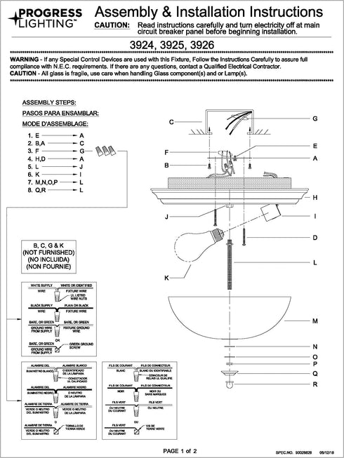 Progress Lighting P3925-09 Close-to-Ceiling, Nickel