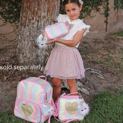 Lunch Box Insulated - Easy to Clean and Safe to Use Kids Lunch Bag for Girls Glitter Rainbow Thermal Soft Perfect for Packing Hot or Cold Snacks for School and Travel