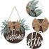 KHOYIME Welcome Sign for Front Porch - Rustic Wooden Door Hanger Farmhouse Front Door Decorations for Home Restaurant (Brown)