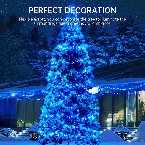 Fiee 500 LED Christmas Fairy String Lights, 8 Lighting Modes, 175ft Plug in String Waterproof Mini Lights for Outdoor Indoor Holiday Christmas Wedding Party Bedroom Decorations, 500L Blue+White