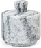 LotFancy Salt Box, Marble Salt Cellar with Lid, 4 FL OZ Salt Holder Storage Container for Counter