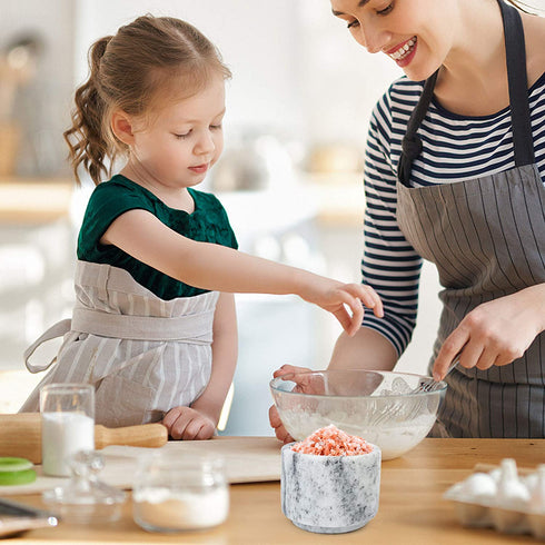 LotFancy Salt Box, Marble Salt Cellar with Lid, 4 FL OZ Salt Holder Storage Container for Counter