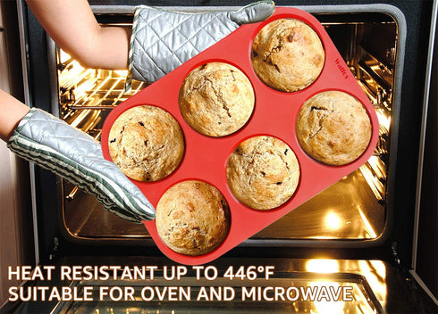 Walfos Premium Silicone Muffin Top Pan, Non-Stick Muffin Top Baking Pan, Prefect for Baking Cake, Corn Bread, Muffin Top and More, Food Grade and BPA Free (2-PK Silicone Muffin Top Pan)
